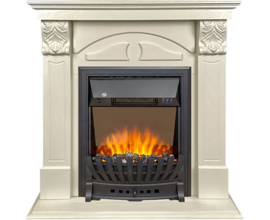 Каминокомплект Dublin (деревянный) RUSTIC (Разборный) - Слоновая кость с очагом Aspen Black