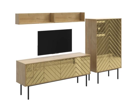 Композиция Boho 6 (золотистый, 248, Корпус - Дуб Корбридж, Фасад - зеркало золото)