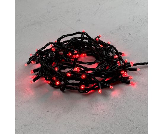 Гирлянда Нить 10м Красная 220В, 75 LED, Провод Черный Каучук, IP65