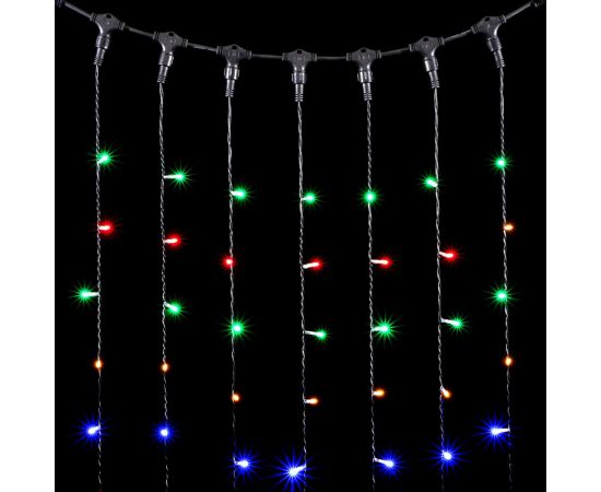 Гирлянда Занавес 2 x 2 м Разноцветный 220В, 400 LED, Провод Черный ПВХ, IP54