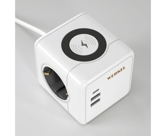 Розеточный блок 3-местный + 3 USB + беспроводная зарядка Werkel