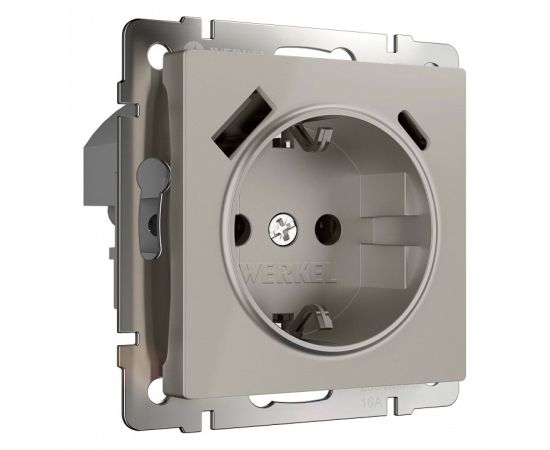 Розетка с заземлением и со шторкой и 2хUSB type A и C, без рамки Werkel дымчатый W1271704