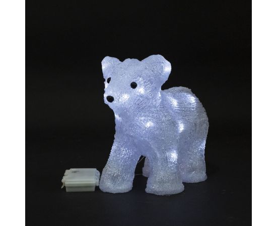 Светодиодный Мишка на Батарейках 23см Белый, 20 LED, IP54