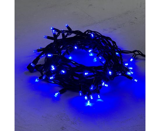 Гирлянда Нить 10м Синяя 220В, 75 LED, Провод Черный Каучук, IP65