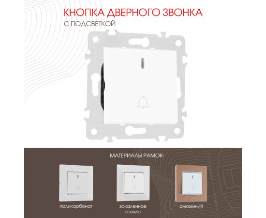 Кнопка дверного звонка с подсветкой 10A 250V Arte Milano