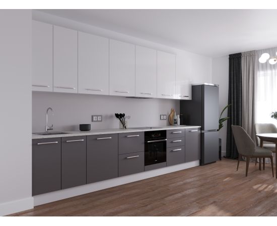 Кухня Стандарт Silver Style, прямая, 3700-3900 мм