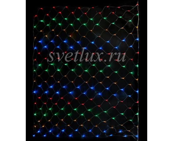 Светодиодная Сеть 2 x 3 м Разноцветная с Контроллером 220В, 384 LED, Провод Прозрачный ПВХ, IP54