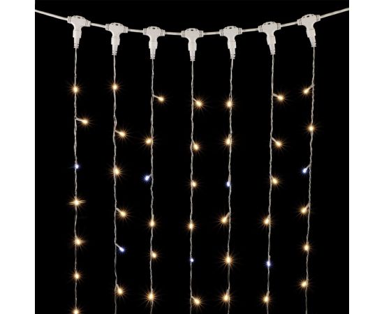 Гирлянда Занавес 2 x 3 м Тепло-Белый с Мерцанием Белого Диода 220В, 600 LED, Провод Прозрачный ПВХ, IP54