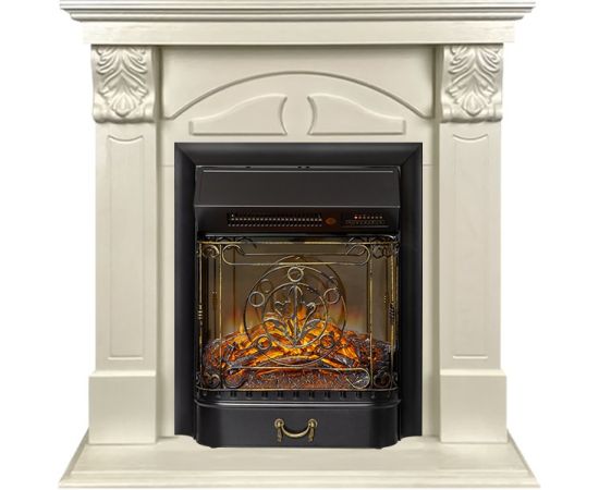Каминокомплект Dublin (деревянный) RUSTIC (Разборный) - Слоновая кость с очагом Majestic FX M Black RC