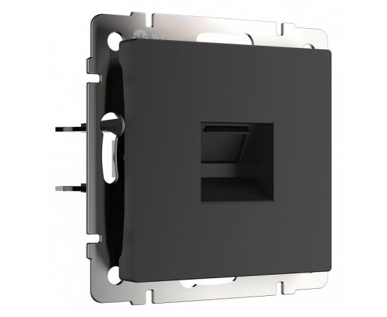 Розетка Ethernet RJ-45 и со шторками, без рамки Werkel черный матовый W5120108