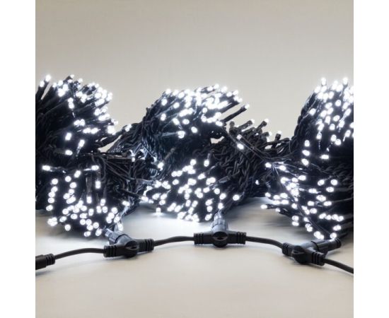 Комплект 3 белых Нити по 20м, 600 LED, Провод черный Каучук 2,3мм, IP54 LTC
