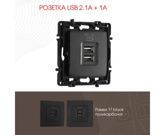 Розетка USB 2.1А+1А Arte Milano