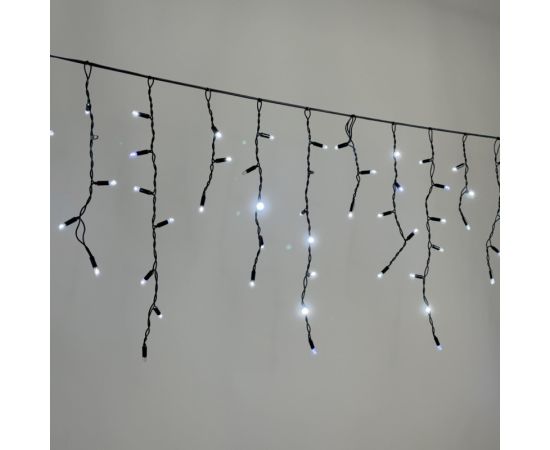 Гирлянда бахрома 3,1 x 0,5 м белая с мерцанием белого Диода 220В, 120 LED, Провод черный Каучук 2,3мм, IP65 LTC