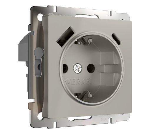 Встраиваемая розетка с заземлением, шторками и USB Werkel