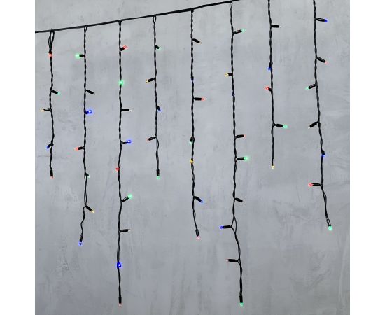Гирлянда Бахрома 3,2 x 0,9 м Разноцветная 220В, 168 LED, Провод Черный Каучук, IP65