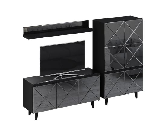 Композиция Kristal 2 (242, Корпус - Черный, Фасад - Стекло чёрное)