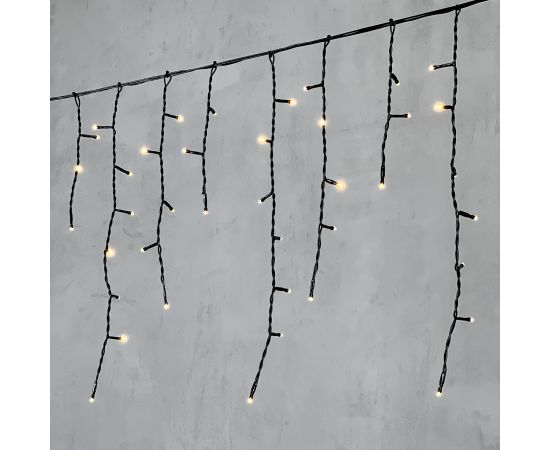 Гирлянда Бахрома 4,9 x 0,5 м Тепло-Белая 220В, 240 LED, Провод Черный ПВХ, IP54