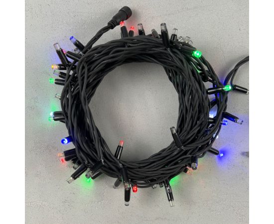 Гирлянда Нить 10м Разноцветная с мерцанием Каждого Диода 220В, 75 LED, Провод черный Каучук, IP65 LTC
