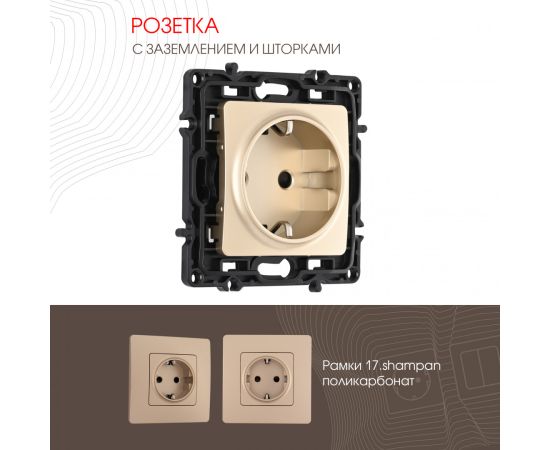 Розетка с заземлением и шторками 16A 250V Arte Milano