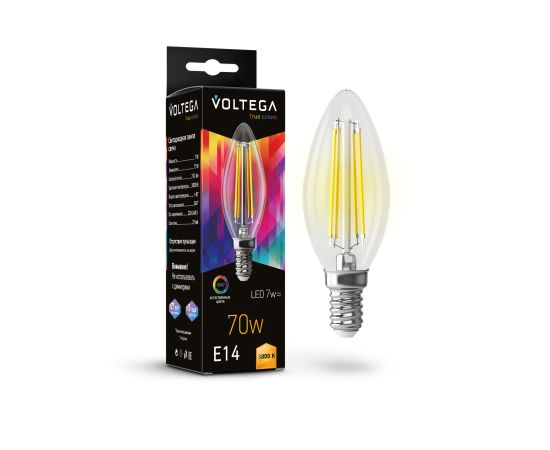 Светодиодная лампа Voltega Crystal Candle 7W 3000K E14 CRI97