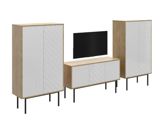Композиция Boho 3 (Белый, 292, Корпус - Дуб Корбридж, Фасад - Стекло белое 9003 RAL9003)