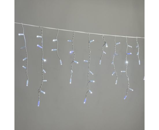 Гирлянда бахрома 3,1 x 0,5 м белая с мерцанием белого Диода 220В, 120 LED, Провод белый Каучук 2,3мм, IP65 LTC