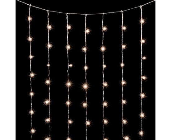 Гирлянда Занавес 2 x 2 м Тепло-Белый 220В, 400 LED, Провод Прозрачный ПВХ, IP20