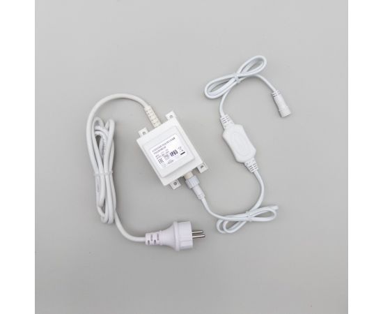 Трансформатор 60W с Выпрямителем для Нитей 24В, до 1000 LED, Провод белый Каучук, IP65 LTC