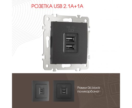 Розетка USB 2.1А+1А Arte Milano