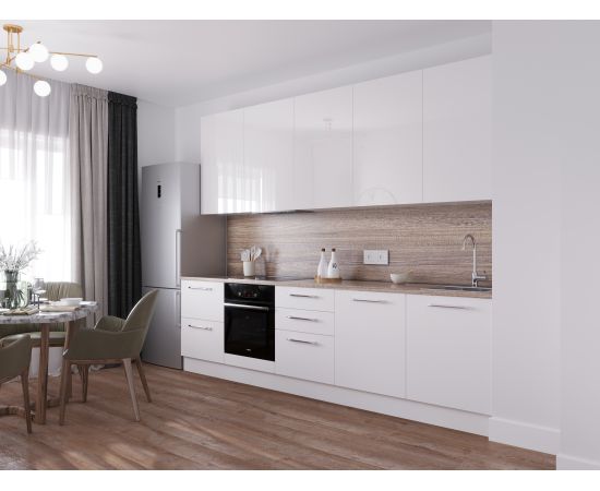 Кухня Стандарт White Gloss, прямая, 2950-3150 мм