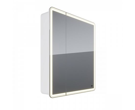 Шкаф зеркальный Lemark ELEMENT 70х80см 2-х дверный, с подсветкой, с розеткой, Белый глянец