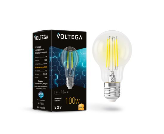 Светодиодная лампа Voltega Crystal Graphene A60 10W 2700K E27