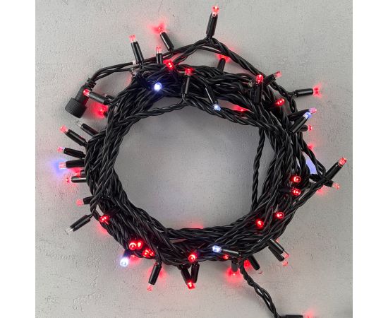 Гирлянда LTC Нить 10м Красная с Мерцанием Белого Диода 220В, 75 LED