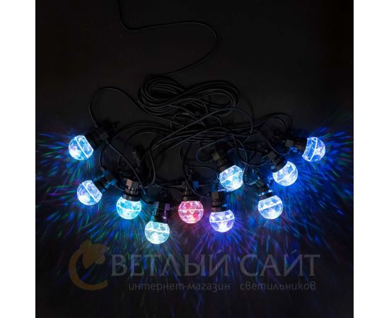 Светодиодная Гирлянда Призма 5м Разноцветная 24В, 10 LED, Провод Черный ПВХ, IP54