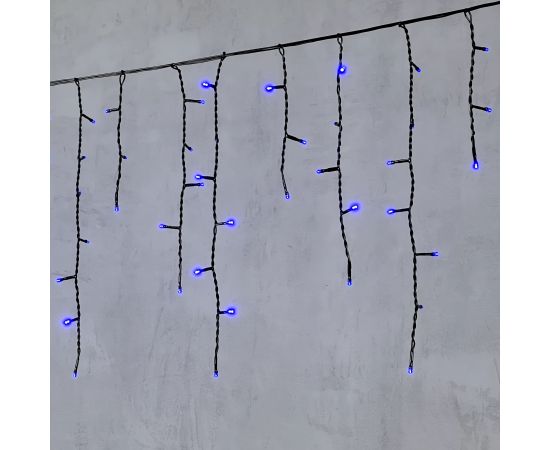 Гирлянда Бахрома 4,9 x 0,5 м Синяя 220В, 240 LED, Провод Черный ПВХ, IP54