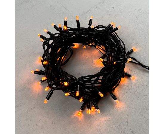 Гирлянда Нить 10м Желтая 220В, 75 LED, Провод Черный Каучук, IP65