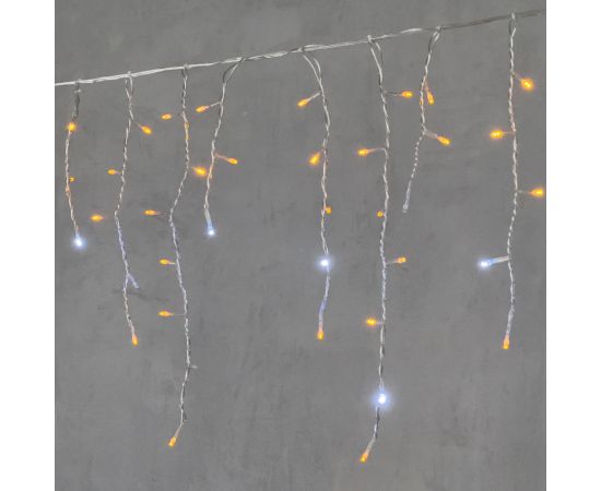 Гирлянда Бахрома 3,1 x 0,5 м Желтая с Мерцанием Белого Диода 220В, 150 LED, Провод Прозрачный ПВХ, IP54